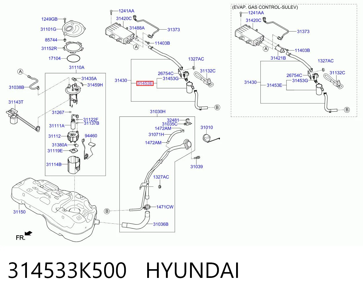314533K500 Hyundai/Kia Filtro de tanque dos vapores de combustível