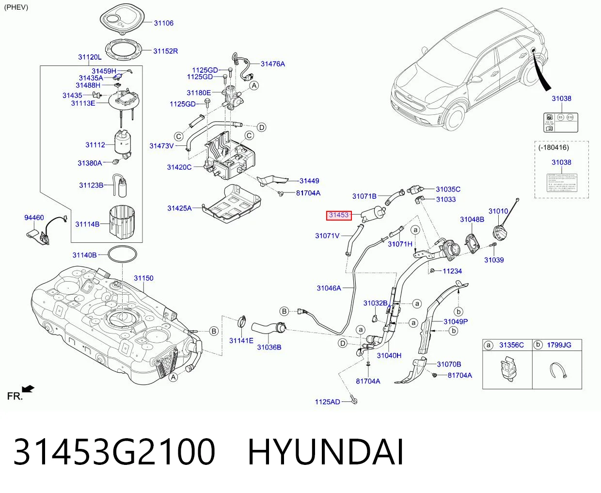 31453G2100 Hyundai/Kia Filtro de tanque dos vapores de combustível