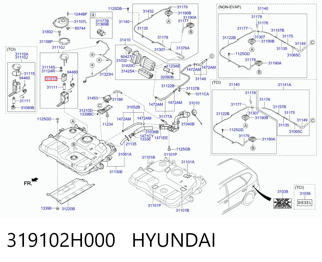 319102H000 Hyundai/Kia Filtro de combustível