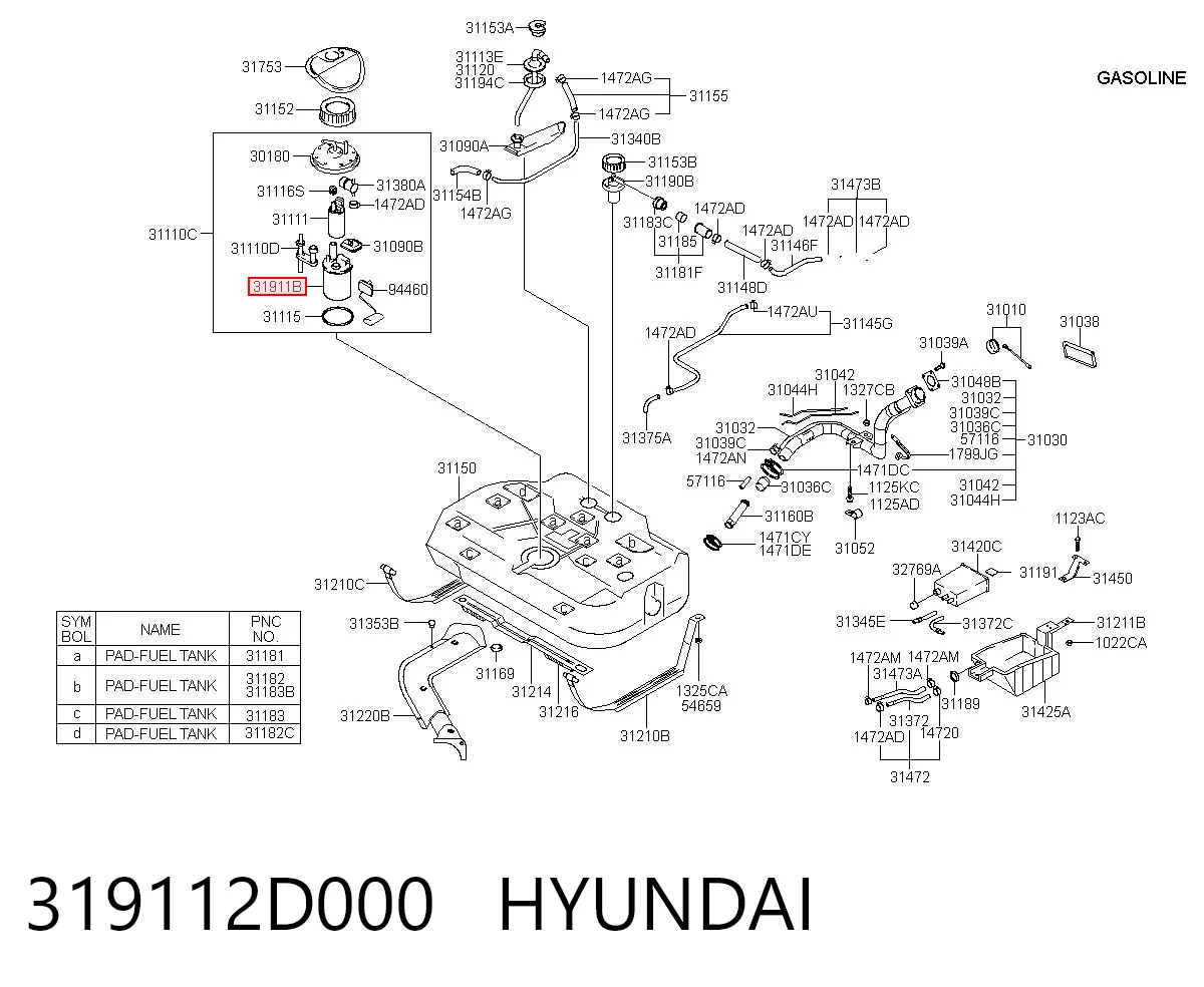 319112D000 Hyundai/Kia Filtro de combustível
