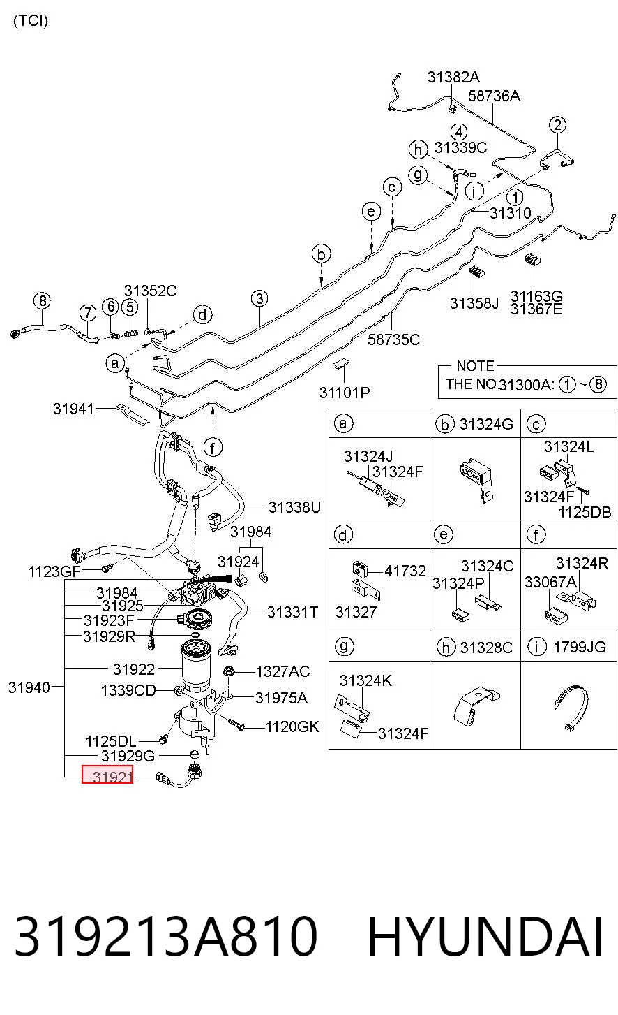 319213A810 Hyundai/Kia Sensor do nível da água de filtro de combustível