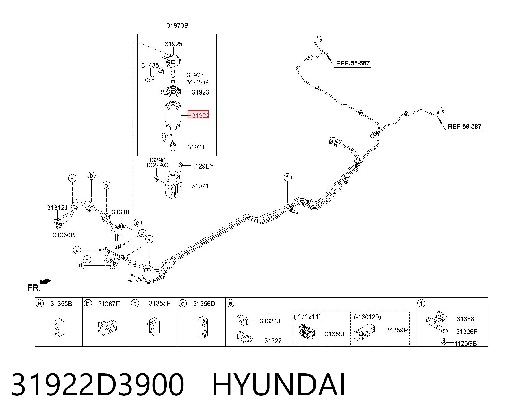 31922D3900 Hyundai/Kia Filtro de combustível