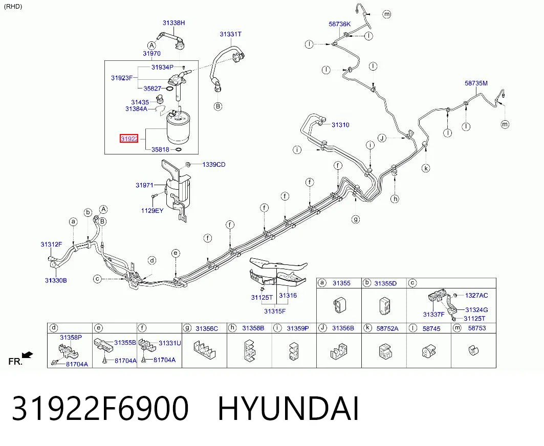 31922F6900 Hyundai/Kia Filtro de combustível