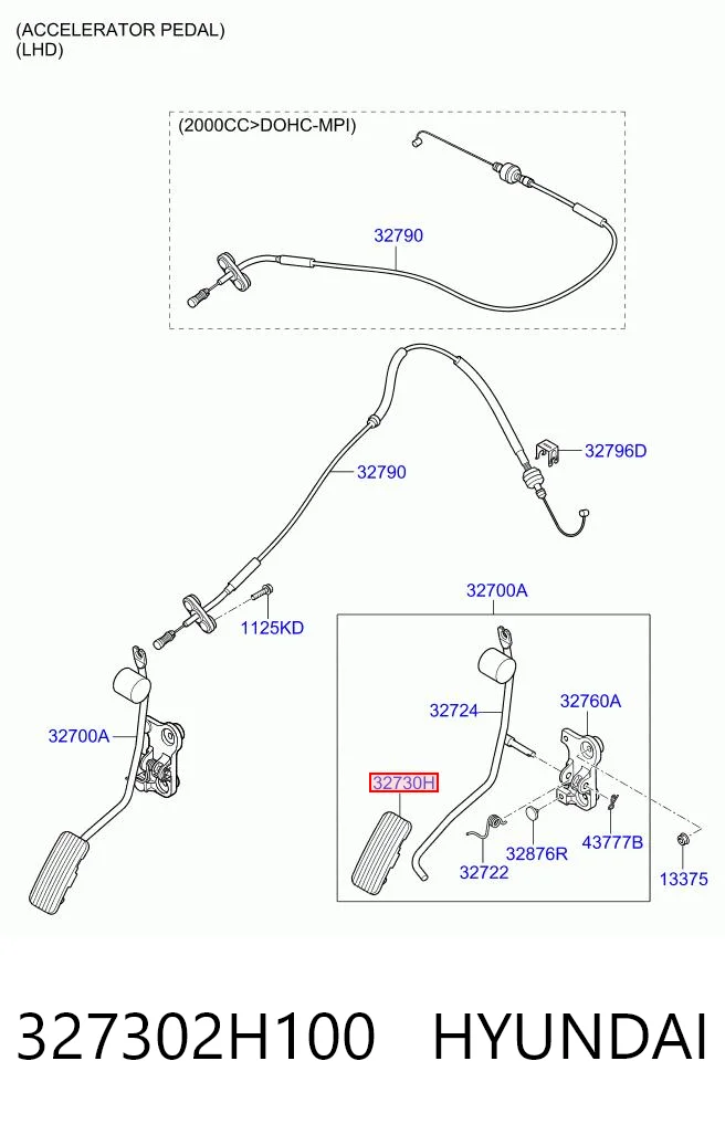 327302H100 Hyundai/Kia Placa sobreposta de pedal de gás (de acelerador)