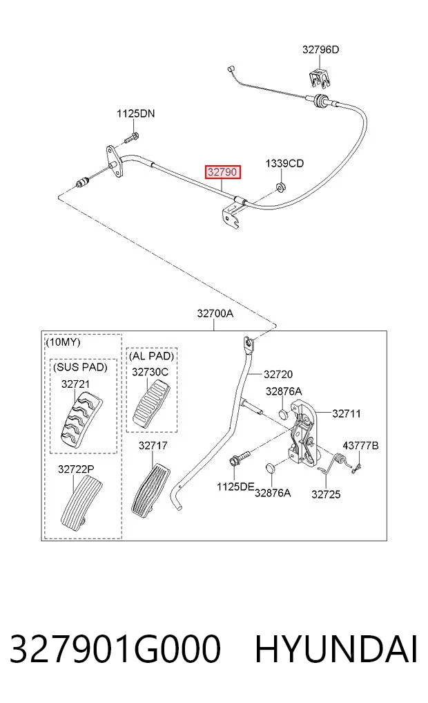 Cabo/pedal de gás (de acelerador) para KIA Rio JB