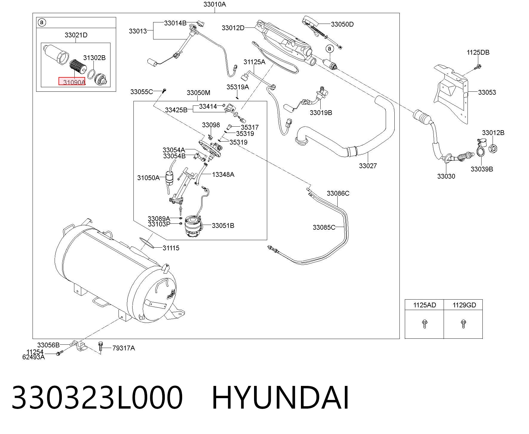 330323L000 Hyundai/Kia Filtro de combustível