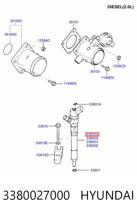 3380027000 Hyundai/Kia Injetor de injeção de combustível