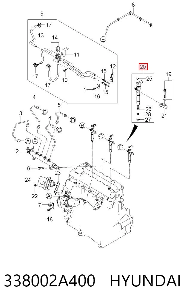 Injetor de injeção de combustível KIA Picanto I BA