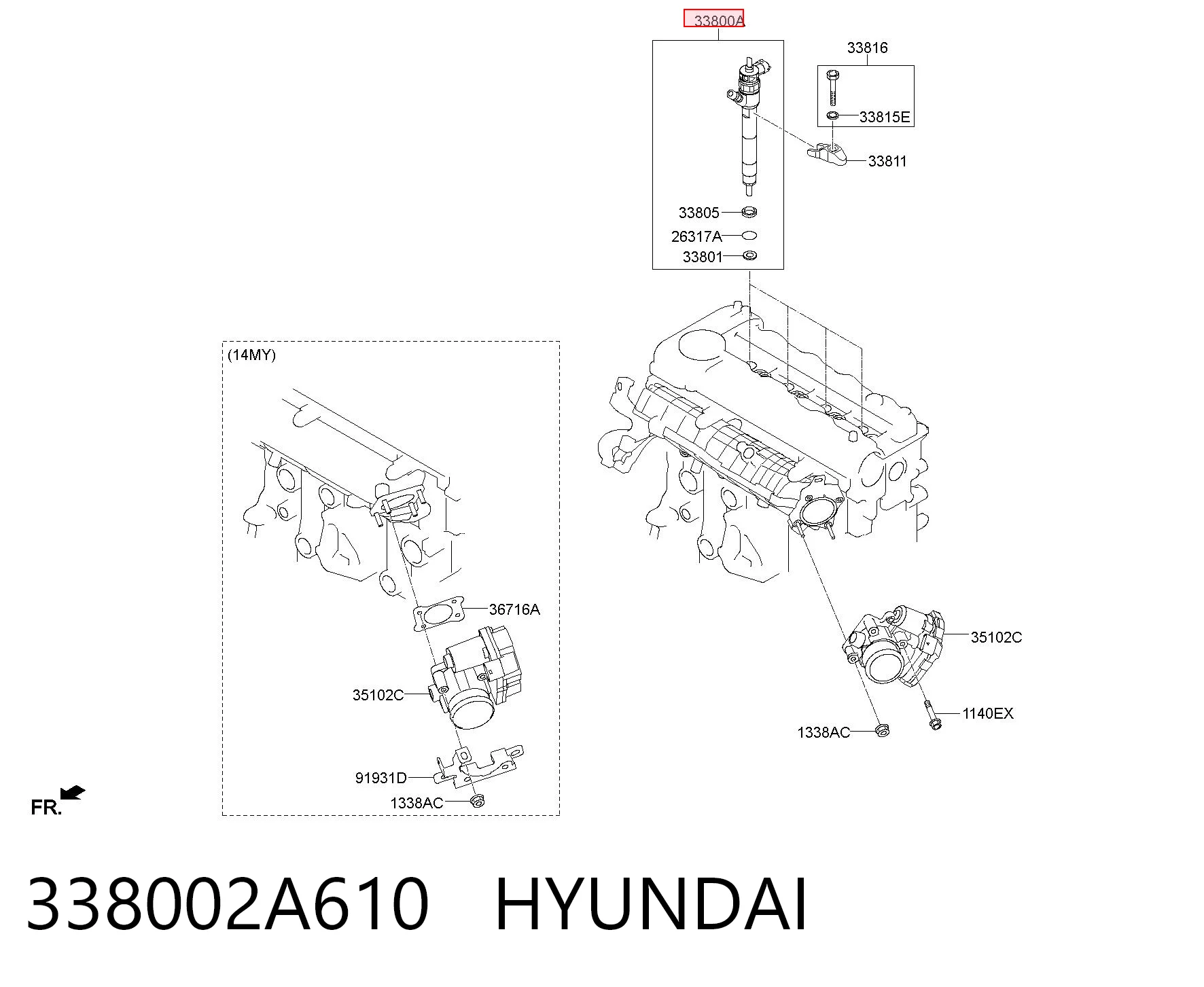 338002A610 Hyundai/Kia Injetor de injeção de combustível