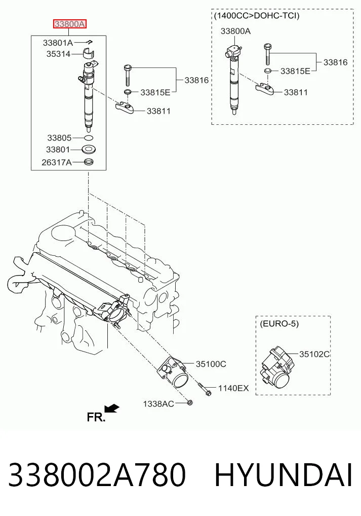 338002A780 Hyundai/Kia Injetor de injeção de combustível