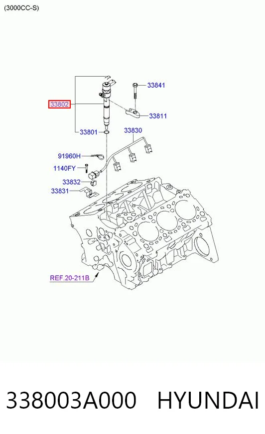 338003A000 Hyundai/Kia Injetor de injeção de combustível