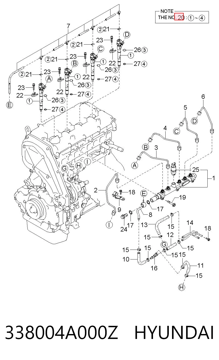Injetor de injeção de combustível para Hyundai H-1 STAREX 