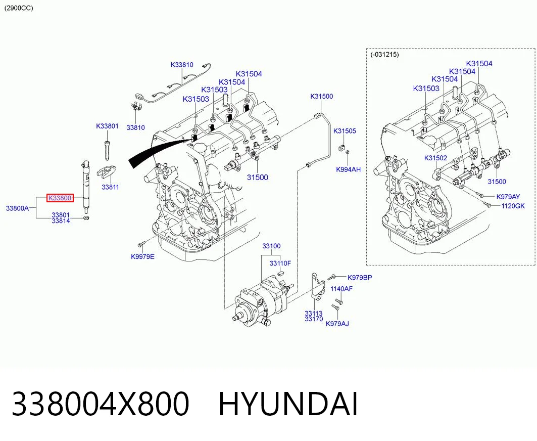 338004X800 Hyundai/Kia Injetor de injeção de combustível