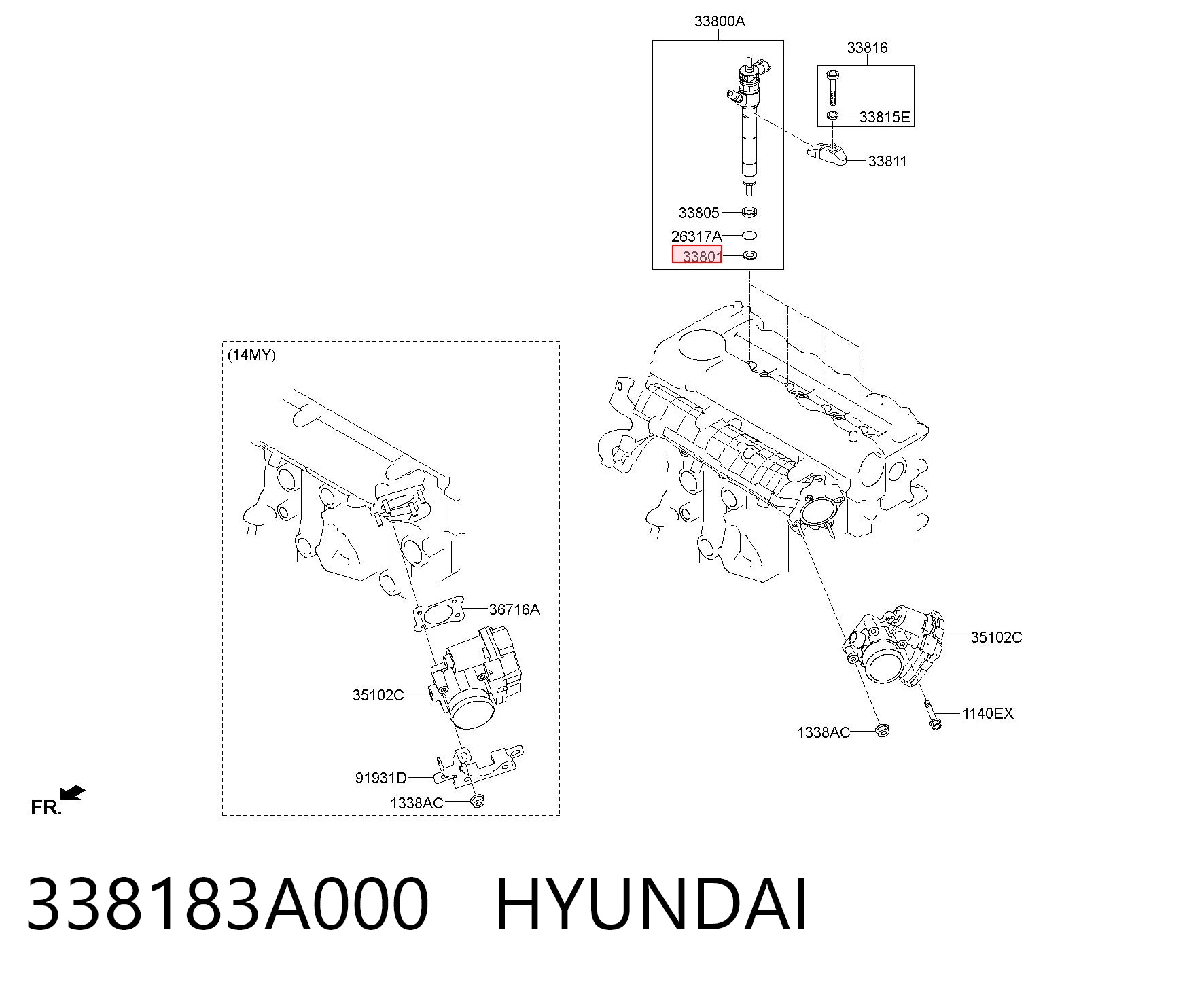 338183A000 Hyundai/Kia Anel (arruela) do injetor de ajuste