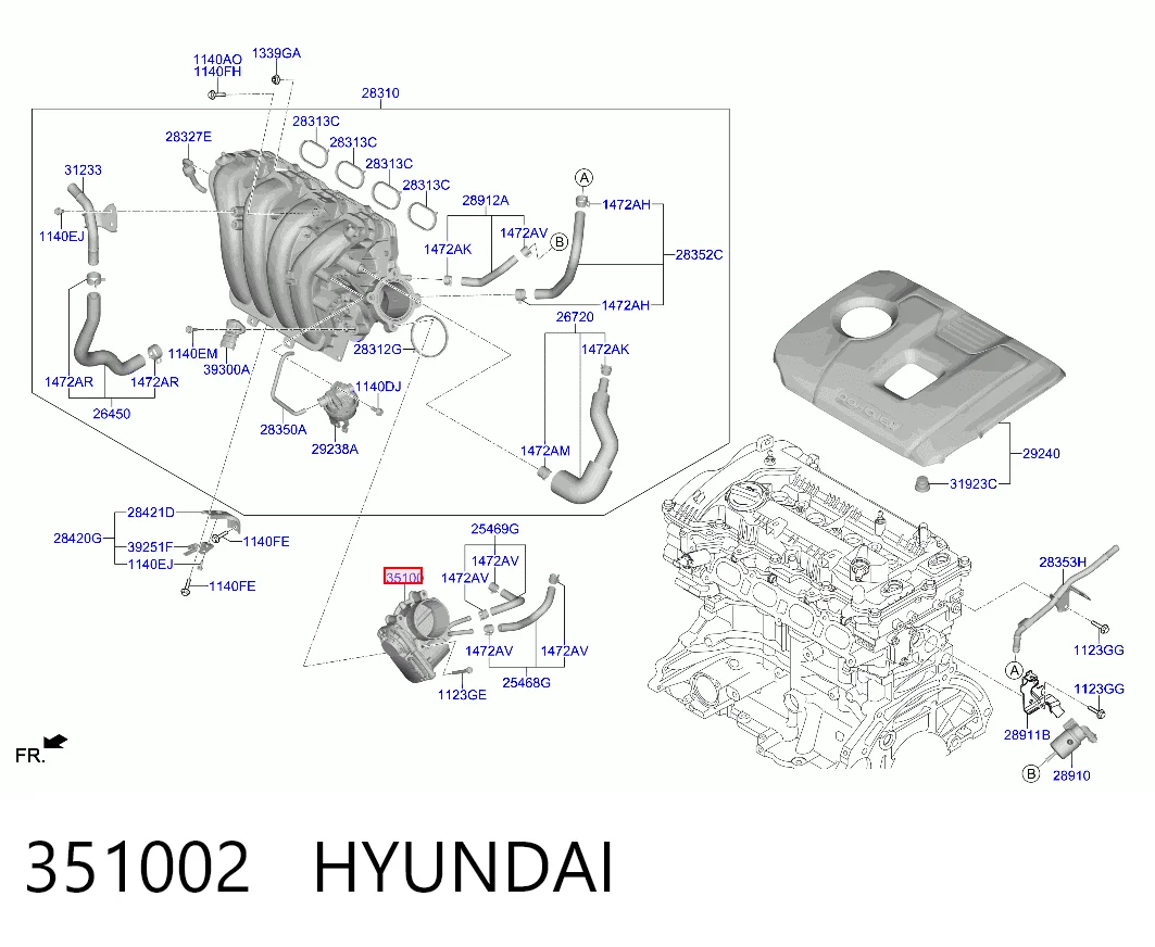 Válvula de borboleta montada para Hyundai Sonata VII LF