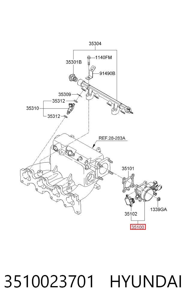 3510023701 Hyundai/Kia Válvula de borboleta montada