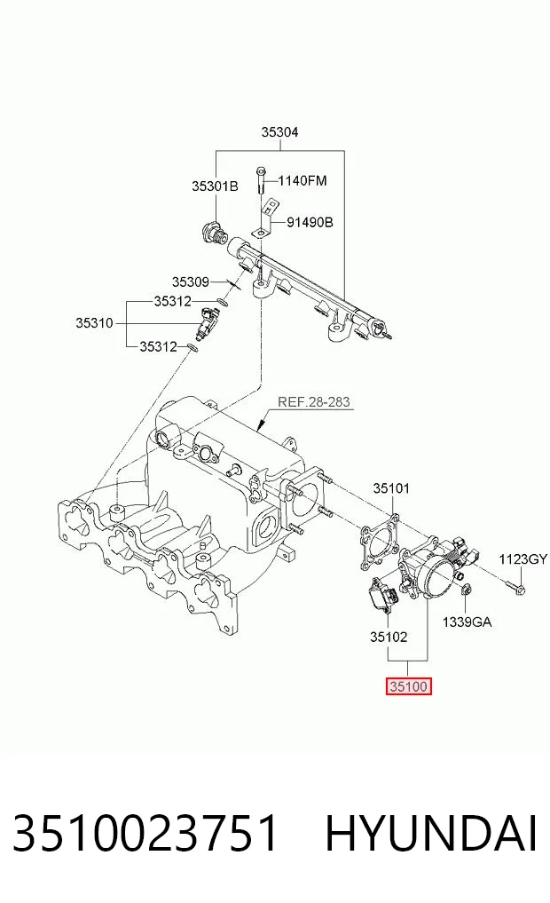 3510023751 Hyundai/Kia Válvula de borboleta montada