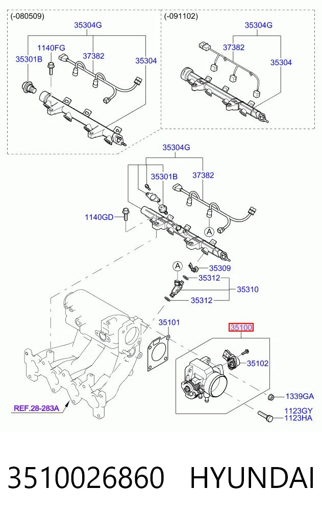 3510026860 Hyundai/Kia Válvula de borboleta montada