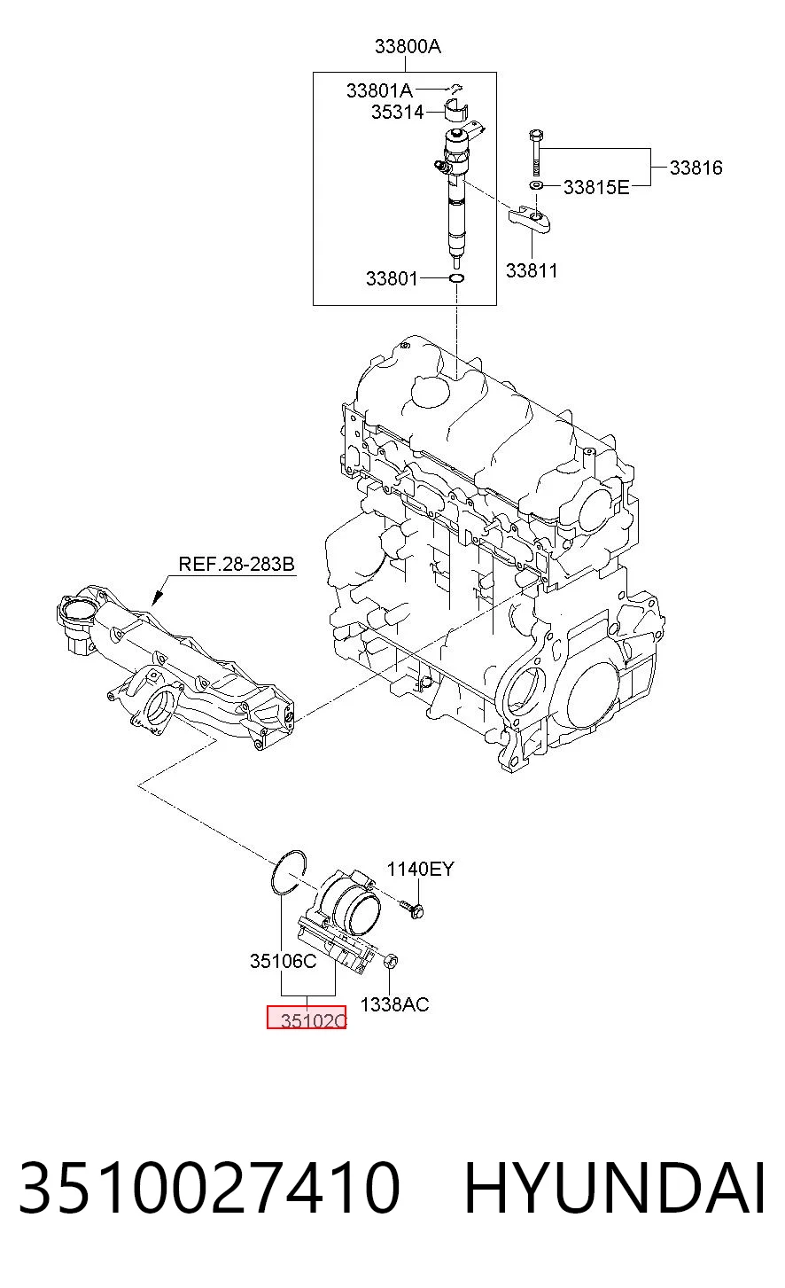 3510027410 Hyundai/Kia Válvula de borboleta montada