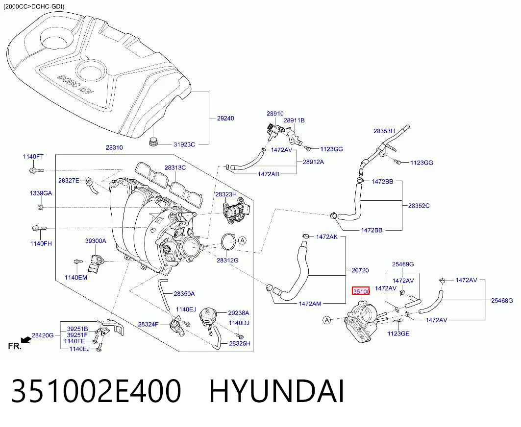 351002E400 Hyundai/Kia Válvula de borboleta montada