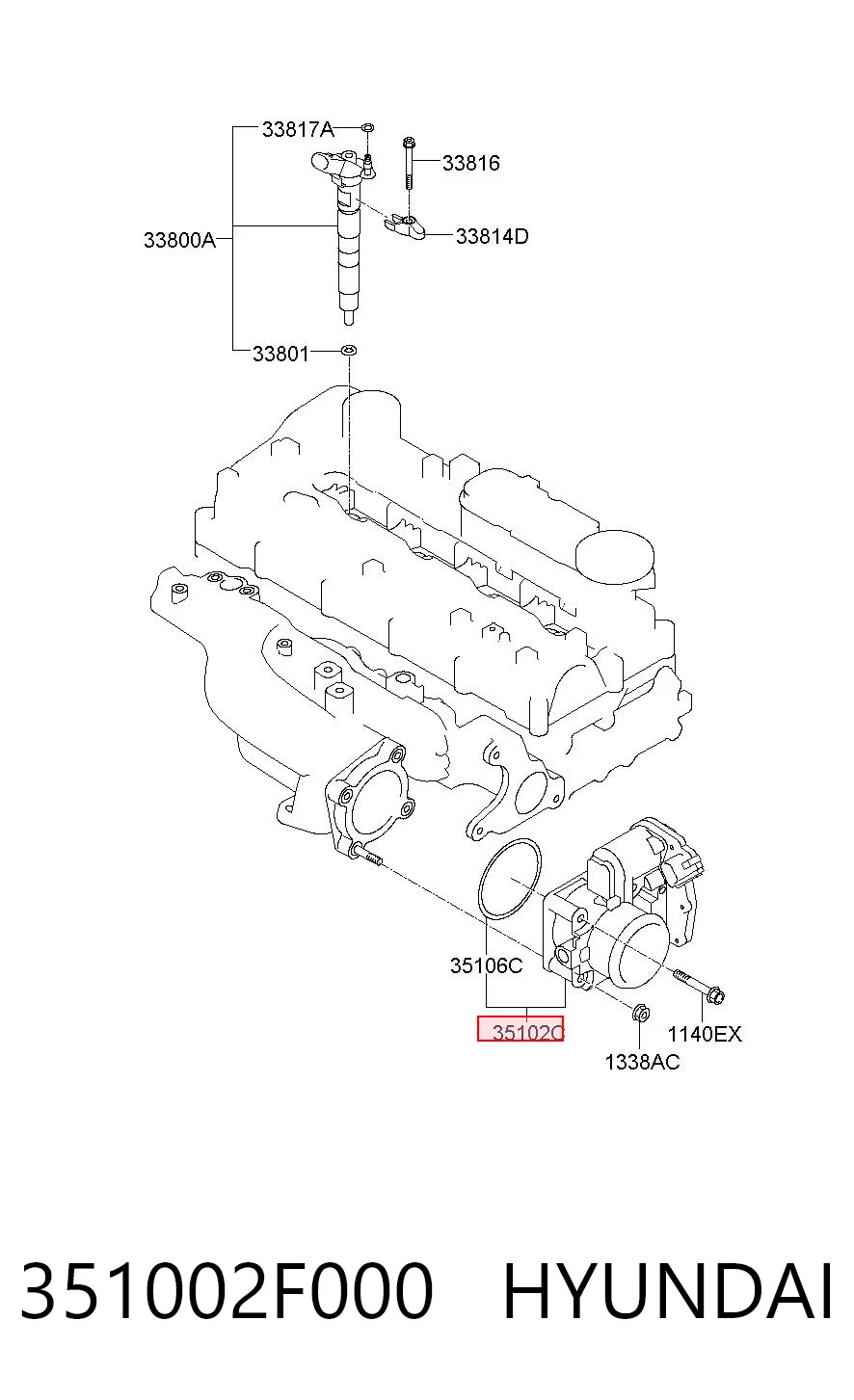 351002F000 Hyundai/Kia Válvula de borboleta montada