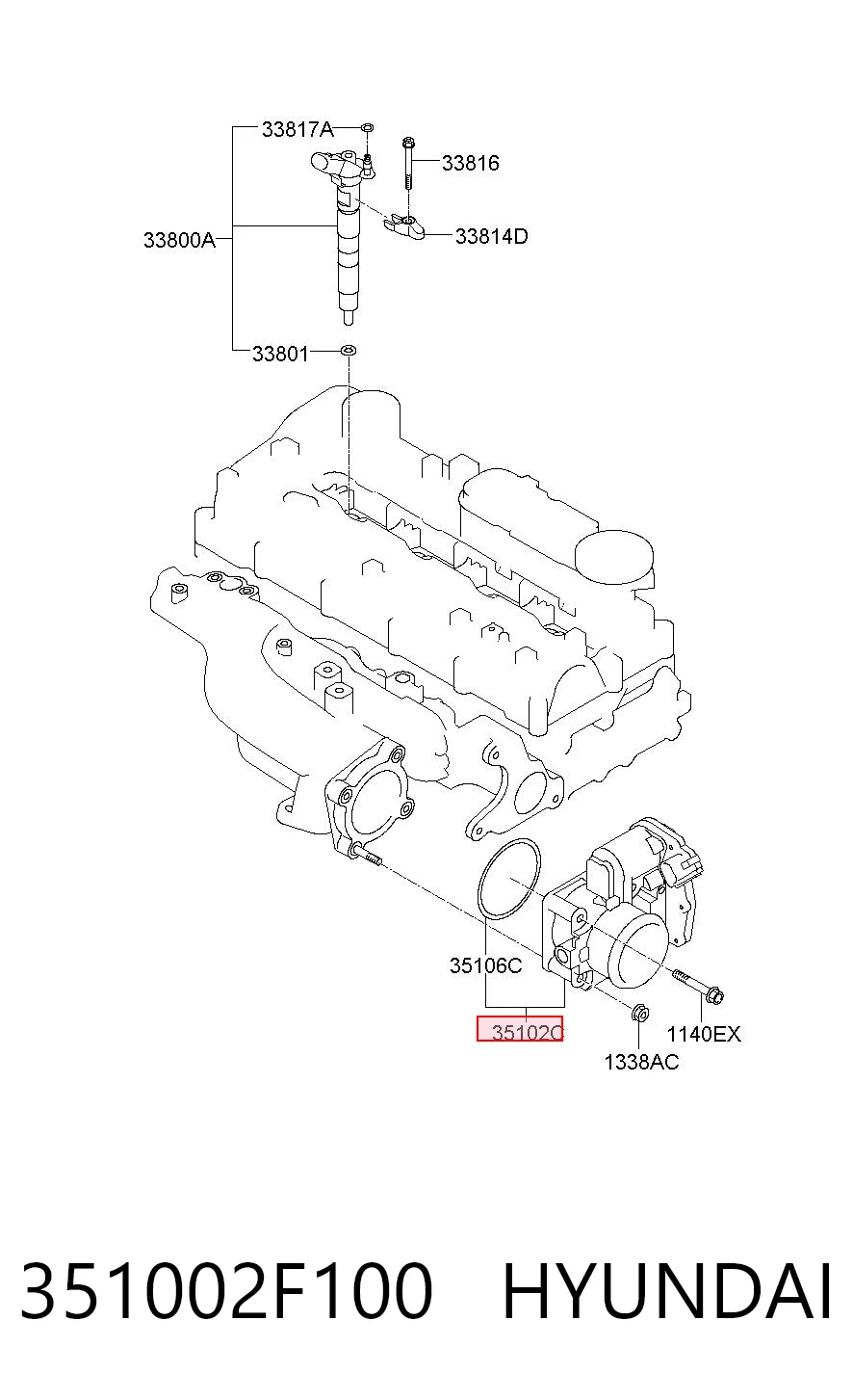 351002F100 Hyundai/Kia Válvula de borboleta montada