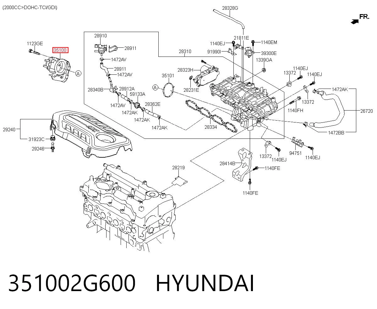 351002G600 Hyundai/Kia Válvula de borboleta montada