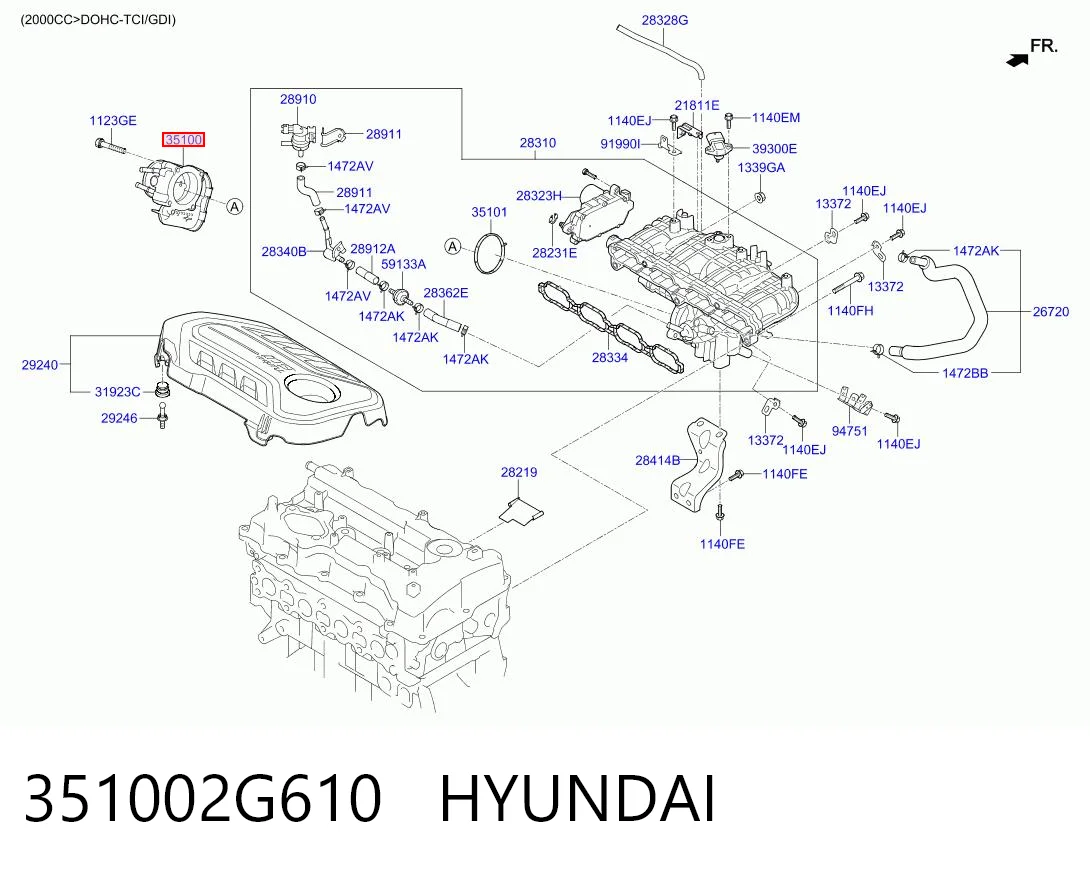 351002G610 Hyundai/Kia Válvula de borboleta montada