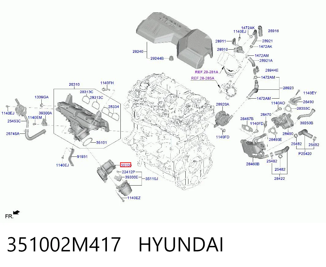 351002M417 Hyundai/Kia Válvula de borboleta montada