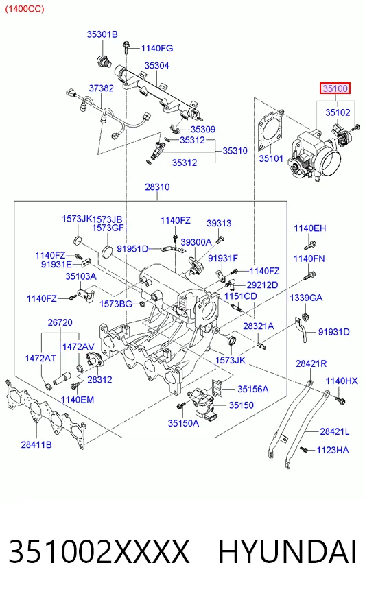 Válvula de borboleta montada para KIA Rio II JB