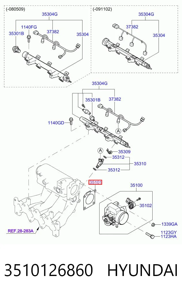 3510126860 Hyundai/Kia Vedante da válvula de borboleta