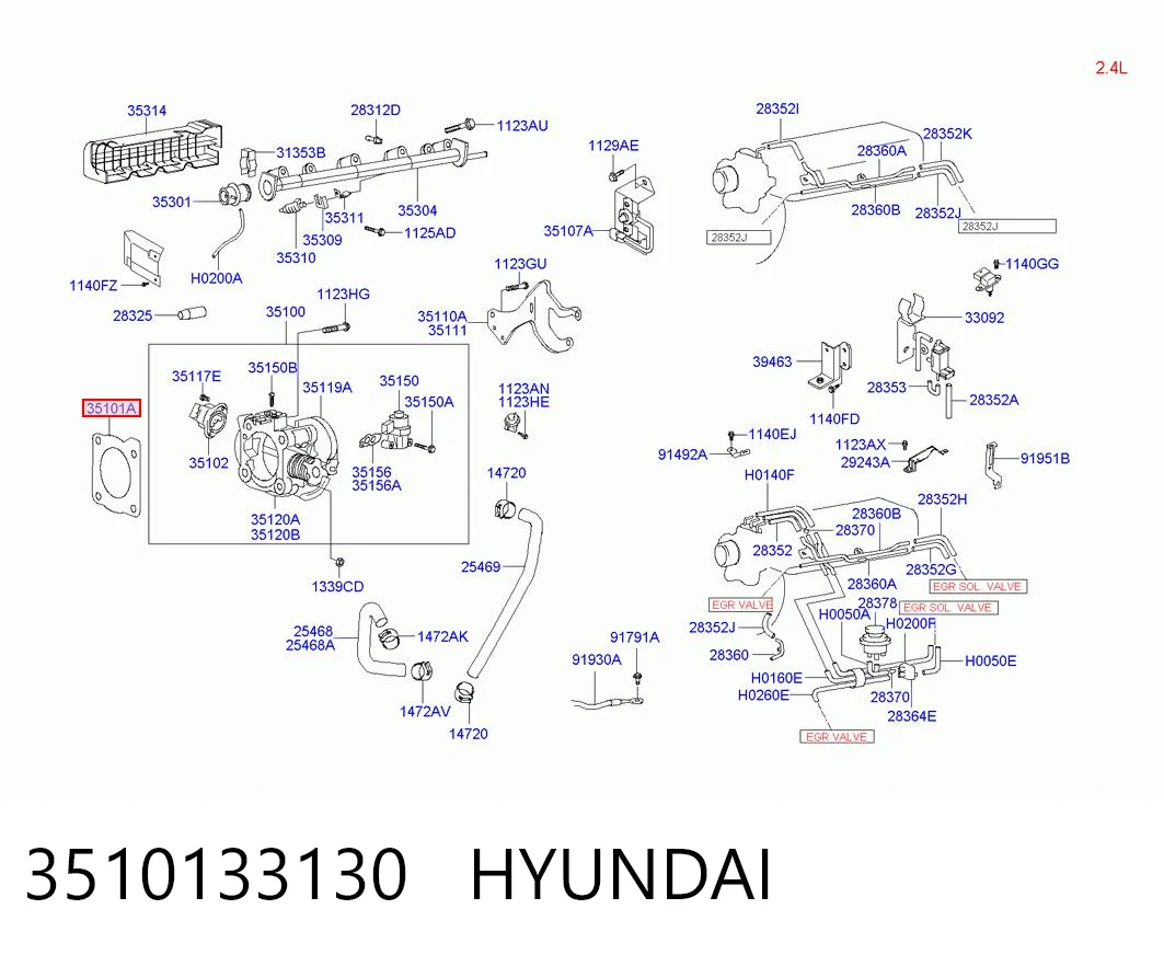 Vedante da válvula de borboleta Hyundai Sonata III Y-3 ao melhor preço