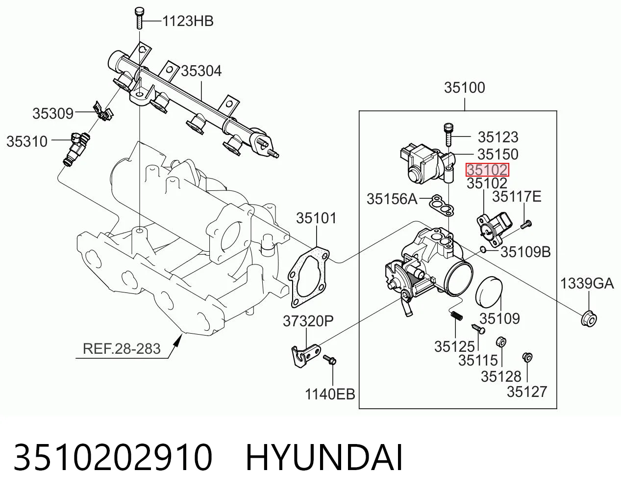 3510202910 Hyundai/Kia Sensor de posição da válvula de borboleta (potenciômetro)