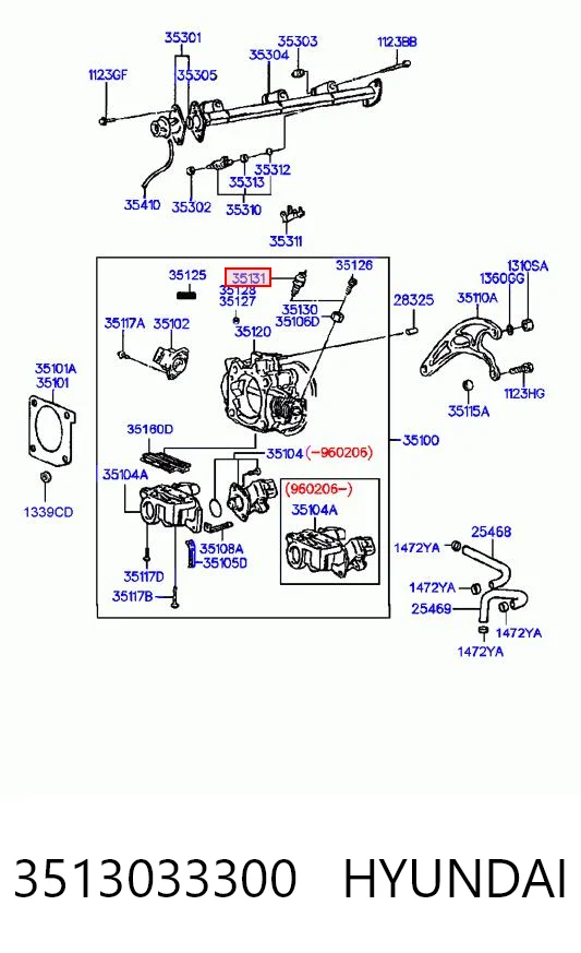 Sensor de posição da válvula de borboleta (potenciômetro) Hyundai Elantra IV HD