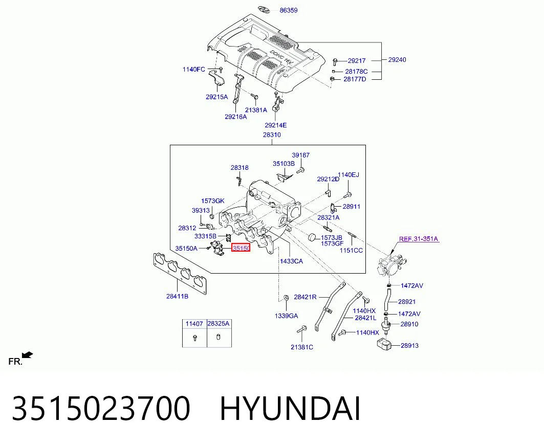 3515023700 Hyundai/Kia Válvula (regulador) de marcha a vácuo