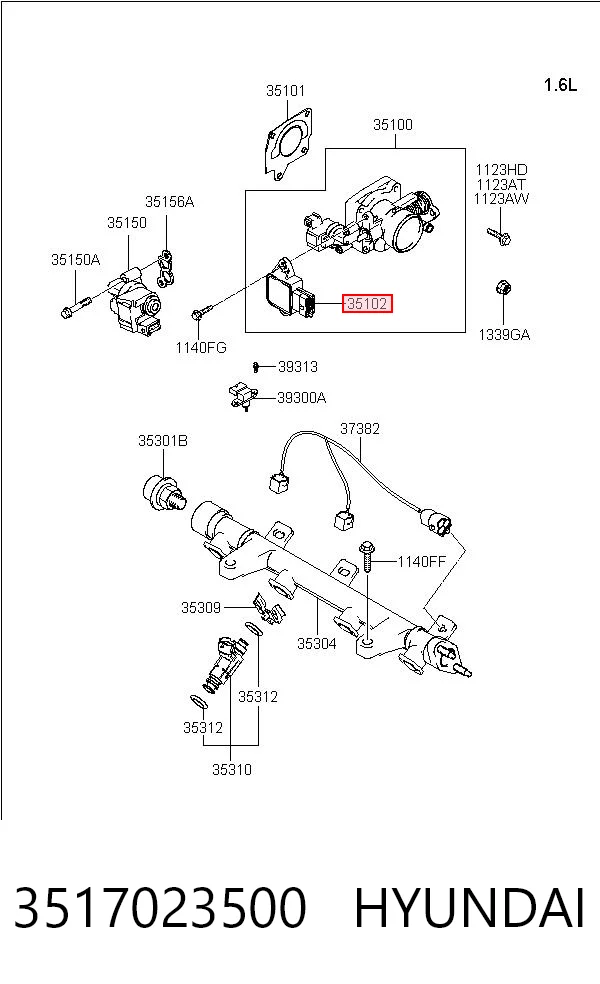3517023500 Hyundai/Kia Sensor de posição da válvula de borboleta (potenciômetro)