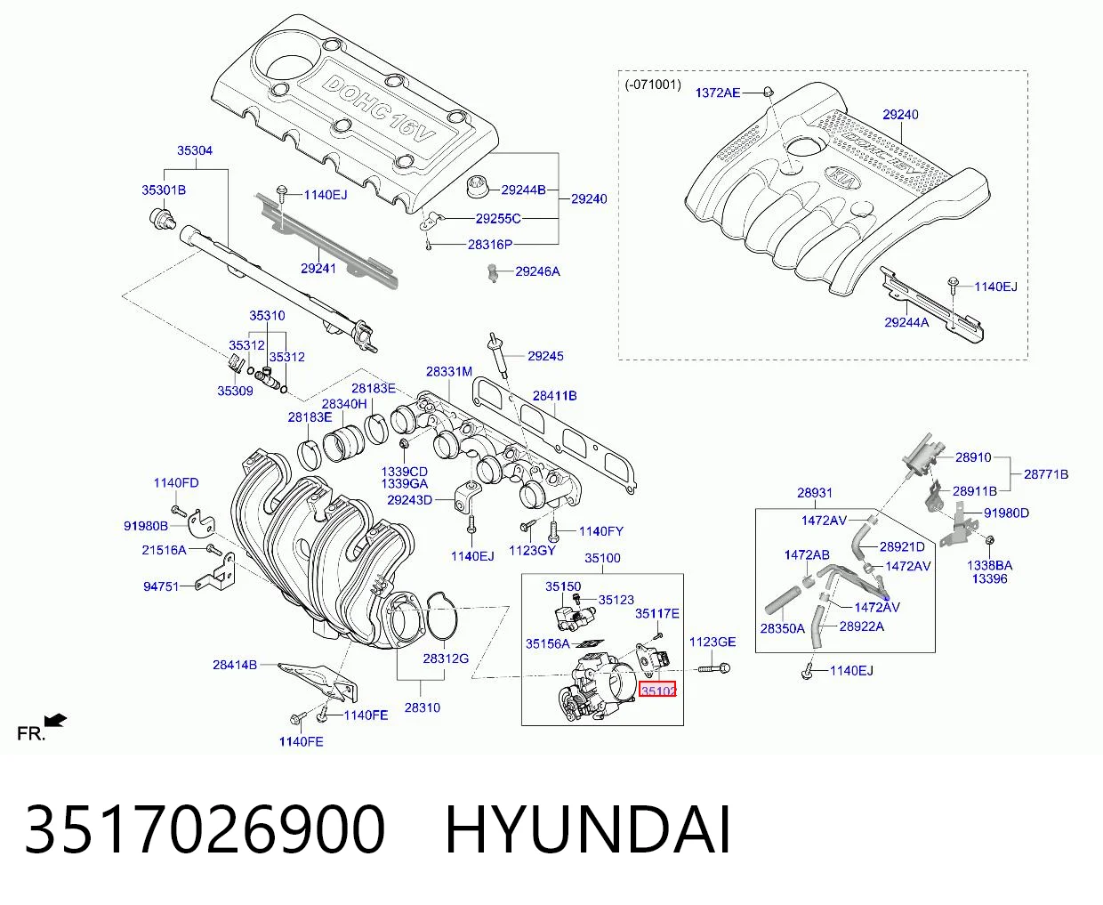 3517026900 Hyundai/Kia Sensor de posição da válvula de borboleta (potenciômetro)