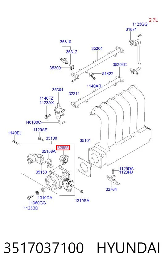 3517037100 Hyundai/Kia Sensor de posição da válvula de borboleta (potenciômetro)