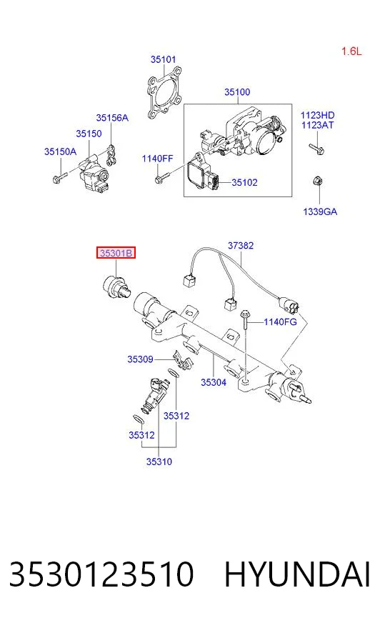 3530123510 Hyundai/Kia Regulador de pressão de combustível na régua de injectores