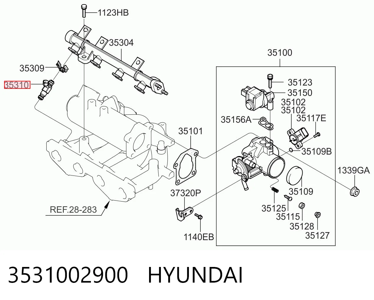 3531002900 Hyundai/Kia Injetor de injeção de combustível