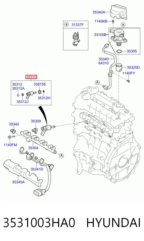 3531003HA0 Hyundai/Kia Injetor de injeção de combustível