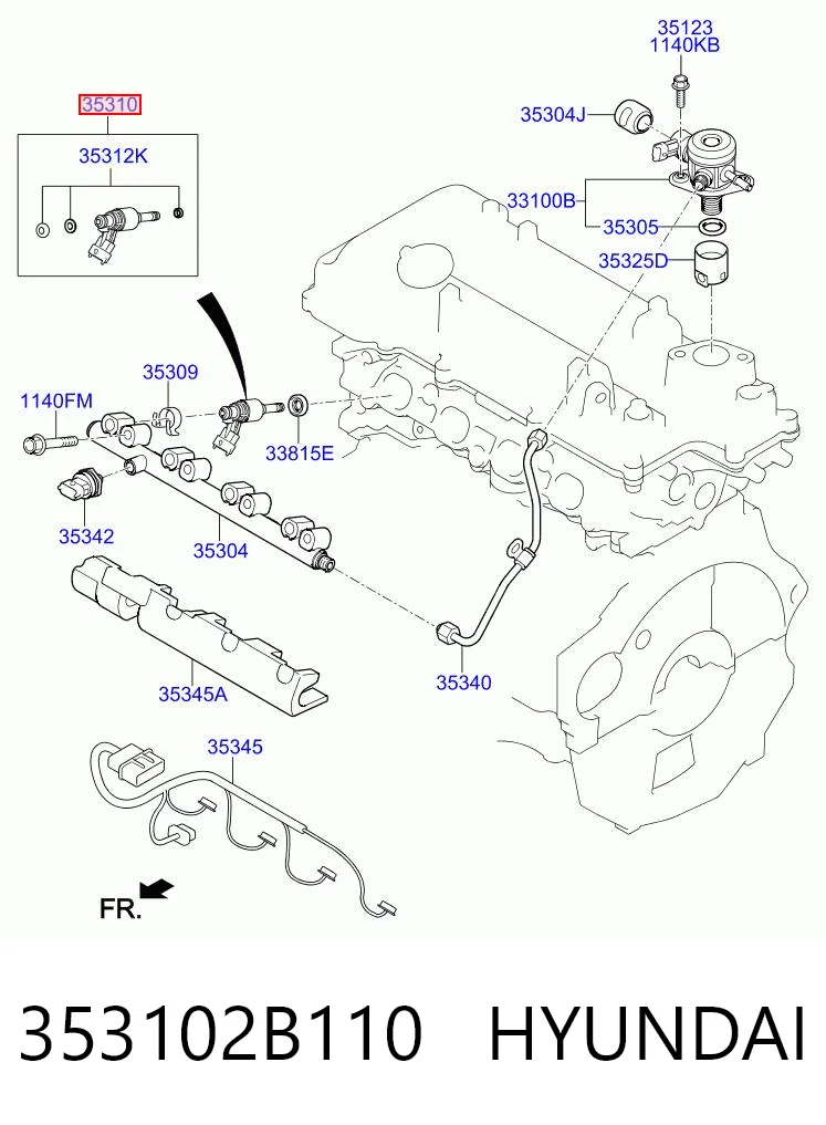 353102B110 Hyundai/Kia Injetor de injeção de combustível