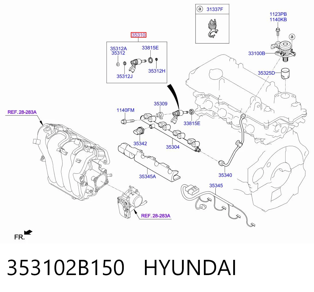 353102B150 Hyundai/Kia Injetor de injeção de combustível