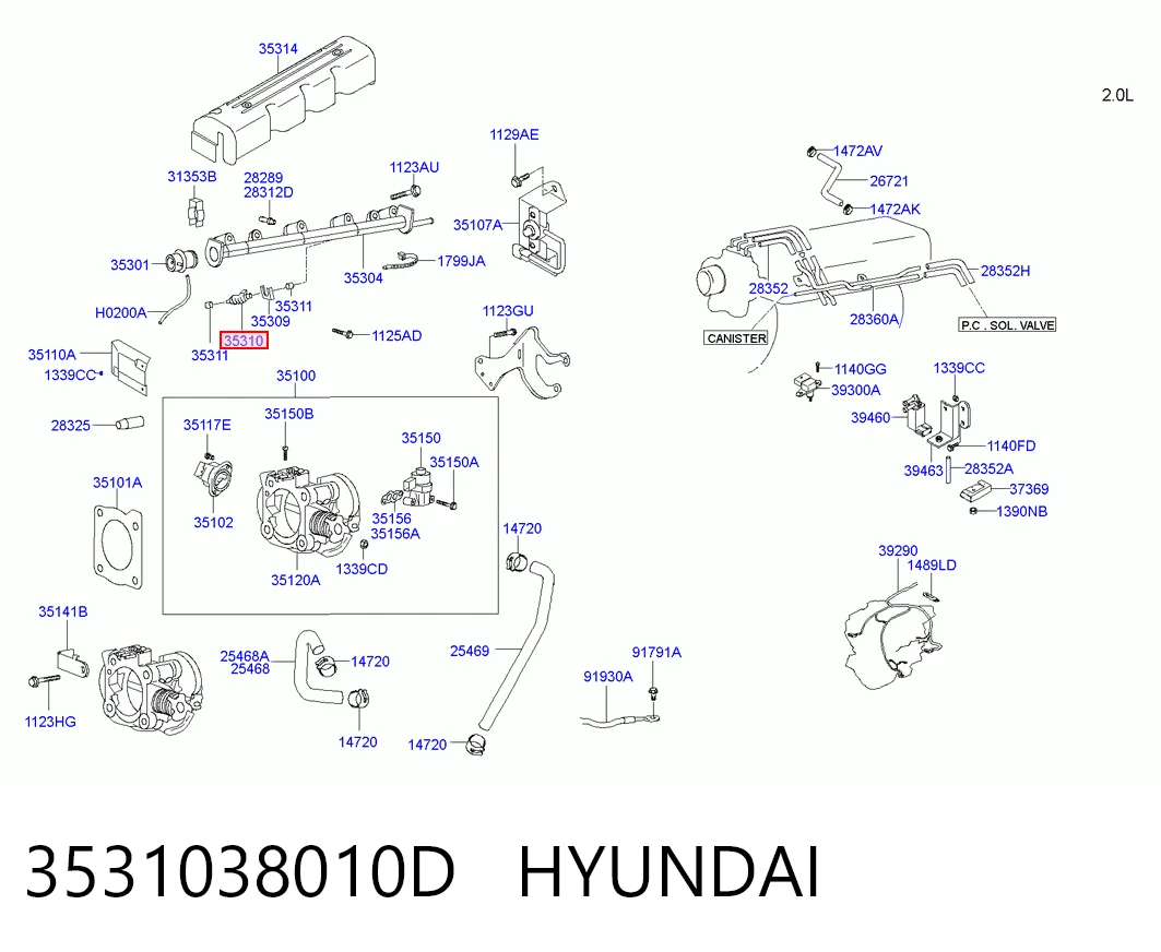 3531038010D Hyundai/Kia Injetor de injeção de combustível
