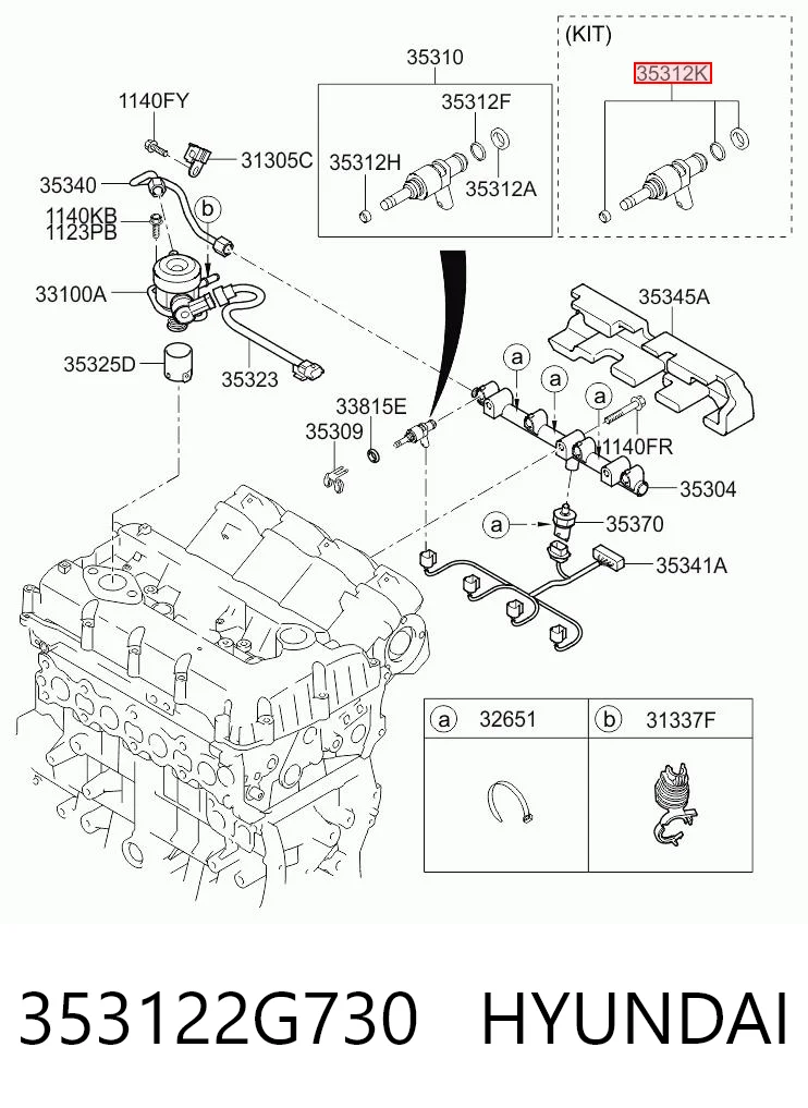 353122G730 Hyundai/Kia Kit de reparação do injetor