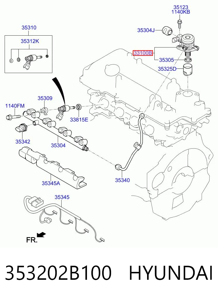 353202B100 Hyundai/Kia Bomba de combustível de pressão alta