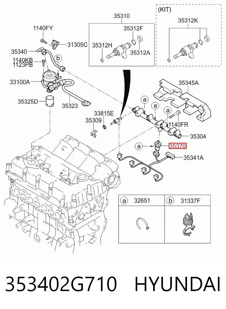353402G710 Hyundai/Kia Sensor de pressão de combustível