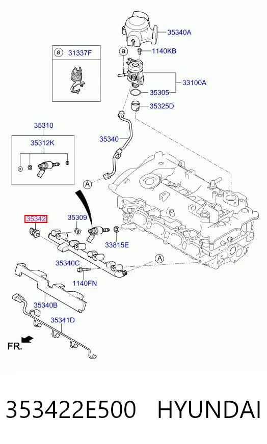 353422E500 Hyundai/Kia Sensor de pressão de combustível