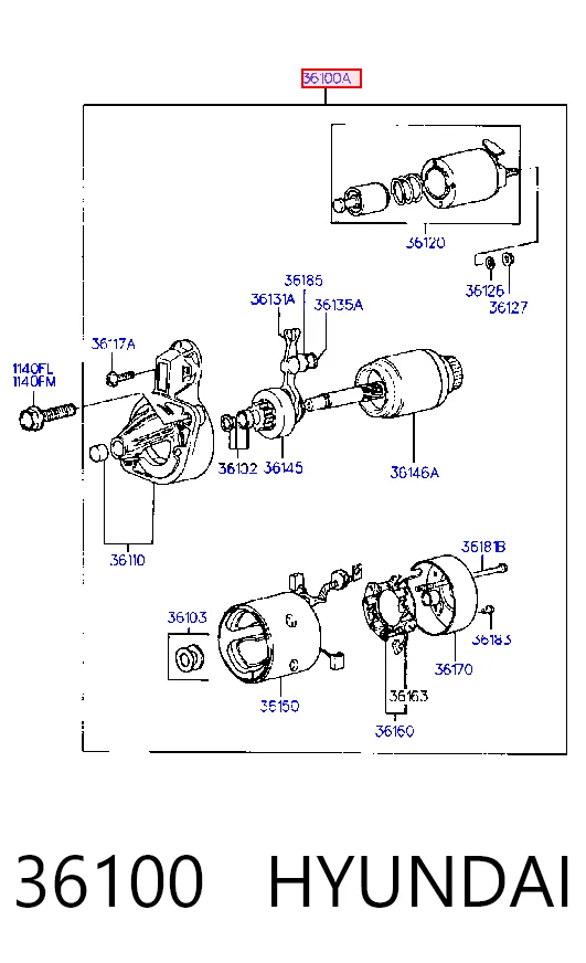 36100 Hyundai/Kia Motor de arranco
