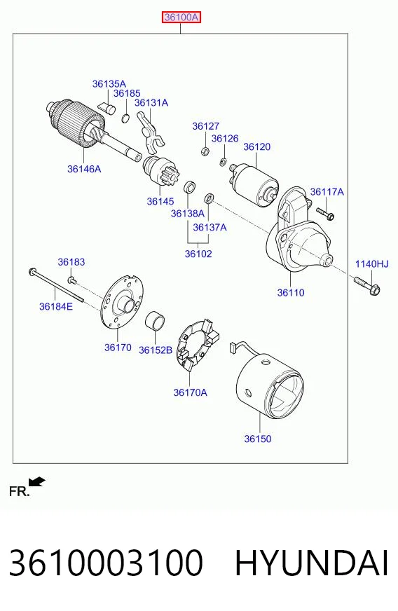 3610003100 Hyundai/Kia Motor de arranco